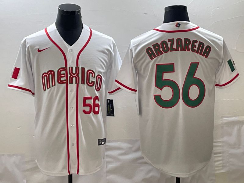 Men 2023 World Cub Mexico #56 Arozarena White green Nike MLB Jersey6